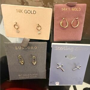 TJ Maxx Gold and Silver Earrings 2 solid real gold 2 real sliver look @ video.